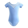 thumbnail image 1 of WEIYLL Robes Filles Été Danse Performance Manches Courtes Justaucorps Triangle Uni Bleu Vêtements 11-12 Ans, 1 of 2