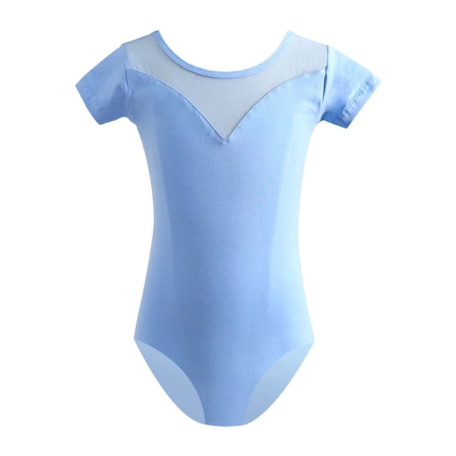 WEIYLL Robes Filles Été Danse Performance Manches Courtes Justaucorps Triangle Uni Bleu Vêtements 11-12 Ans