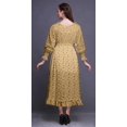 thumbnail image 4 of Bimba Ocean Ladies Bishop Sleeve Round Neck Ruffle Maxi Smocked WaistDress-X-Large, 4 of 5
