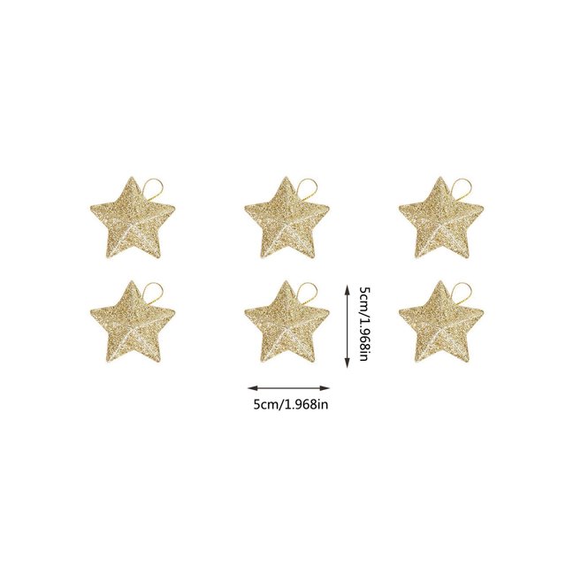Agiferg Christmas Decorations Gold Powder Five Pointed Star Pendant Christmas Tree Decoration Gold Three-dimensional Star Pendant