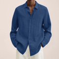 thumbnail image 2 of MesaSe Chemise en Lin de Coton Uni, Col Rabattu à Manches Longues, 2 of 6