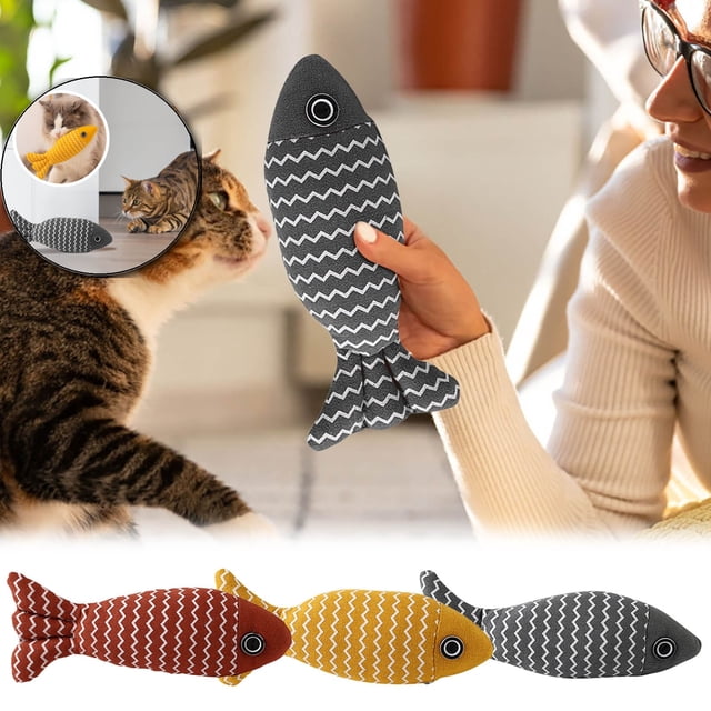 Dvruxg Jouets pour Chat Poisson, Jouets Doux à l'Herbe à Chat Poisson, Jouets à l'Herbe à Chat Durables et Très Interactifs, Jouets Interactifs de Lancer d'Exercice pour Chaton pour Chats d'Intérieur