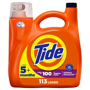 Tide Laundry Detergent Liquid, Spring Meadow Scent, Works on 100% of Common Stains, 3 Litres, 100 Wash Loads