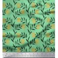 thumbnail image 1 of Soimoi Green Poly Georgette Fabric Leaves & Clover Flower Hand Drawn Print Sewing Fabric Yard 42 Inch Wide, 1 of 1