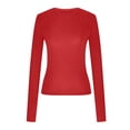 thumbnail image 5 of AherBiu Womens Tops Fall Long Sleeve Crewneck Basic Layering Cropped Tops Slim Tight Stretchy Tshirts, 5 of 5