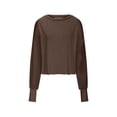 thumbnail image 4 of Timegard Womens Tops Drop Shoulder Backless Cutout Tops Fall Casual Loose Comfy Cropped Blouse Tee, 4 of 9