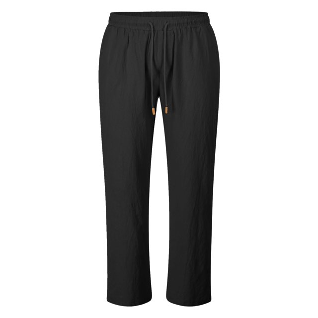 Ediodpoh Men's Casual Cotton and Linen Drawstring Pants Men Pants Black XL