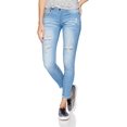 thumbnail image 2 of VIP Jeans Junior Ripped and Distressed Frayed Hem Skinny Stretch Jeans, Light Blue, Size 15, 2 of 10
