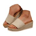 thumbnail image 1 of Mepaouo Womens Wedge Slide Sandals Platform Slip on Espadrilles Summer Beach Walking Flatform Shoes, 1 of 7