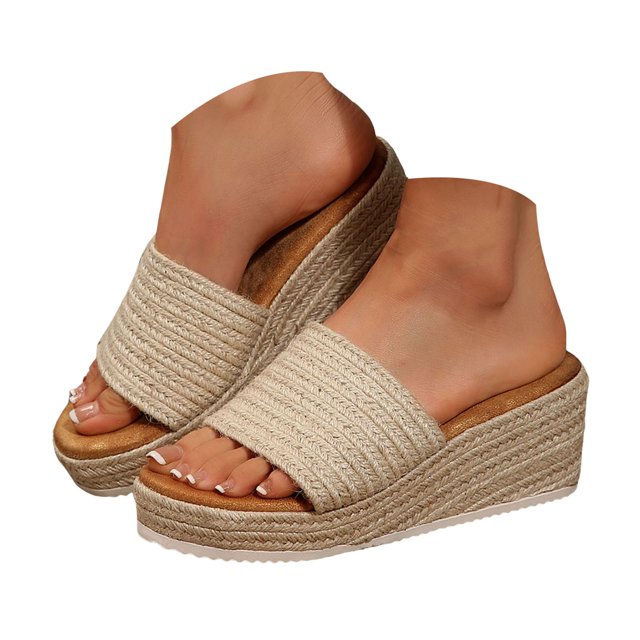 Mepaouo Womens Wedge Slide Sandals Platform Slip on Espadrilles Summer Beach Walking Flatform Shoes