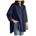 thumbnail image 1 of WEIYLL Womens Tops Trendy 2025 Solid Long Sleeve Loose Plus Size Pocket Button Navy Blouse Sizes M, 1 of 2
