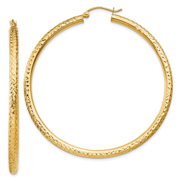 Boucles d'Oreilles Créoles Rondes 3mm en Or Jaune 14K