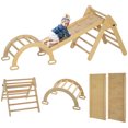 thumbnail image 1 of Qaba 5 in 1 Pikler Triangle Set with Ladder, Ramp, Arch, Nature Wood, 1 of 10