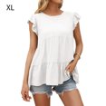 thumbnail image 3 of QualitChoice Hauts à Manches Courtes en Dentelle Été Col Rond T-shirt Décontracté Blanc TG, 3 of 6