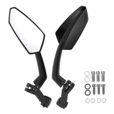 Unique Bargains Miroirs de Rétroviseur de Moto M8/M10, Barre de Miroirs Latéraux d'Extrémité, Montage Ajustable, Forme Prismatique en Plastique Noir