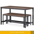 thumbnail image 2 of HOMOOI Dining Table Set with 2 Benches, 3-Piece Kitchen Table Set for 4 with Ergonomic Footrests, Riveted Metal Decor and Spliced Woodgrain Top, 47.2" W x 29.5" D x 29.5" H, 2 of 7