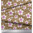 thumbnail image 2 of Soimoi Brown Satin Silk Fabric Leaves & Flower Floral Print Sewing Fabric Yard 42 Inch Wide, 2 of 3