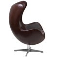thumbnail image 2 of Brown Leather Egg Chair with Tilt-Lock Mechanism, 2 of 4