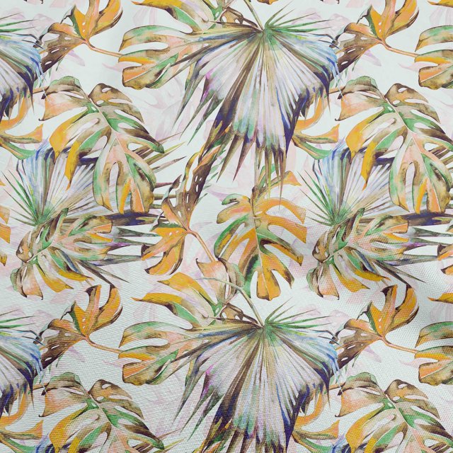 oneOone Rayon Mustard Yellow Fabric Leaves Sewing Craft Projects Fabric Prints By Yard 56 Inch Wide