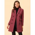 thumbnail image 2 of INSPIRE CHIC Women's Notched Lapel Collar Double Breasted Mid Length Overcoat Watermelon Red XL, 2 of 6