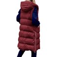 thumbnail image 3 of Innerwin Gilet à Capuche pour Femmes, Sans Manches, Mi-Long, Rouge Vin m, 3 of 4