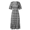 thumbnail image 4 of JIRNDf Robes Maxi d'Été pour Femmes Tendance à Imprimé Floral, par-Dessus, Col en V, Sans Manches, Robes d'Été pour Femmes, Robe Bohème, Noir, TG, 4 of 9
