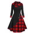 thumbnail image 2 of HKEJIAOI Robe Femme Automne/hiver Couleur Unie Manches Longues Robe Chemise Vintage en Velours Côtelé à Bretelles Offres Liquidation Rouge, 2 of 5