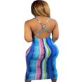 thumbnail image 4 of Women Halter Bodycon Sleeveless Ruched Spaghetti Strap Tie Dye Printing Club Party Mini Dress, 4 of 6