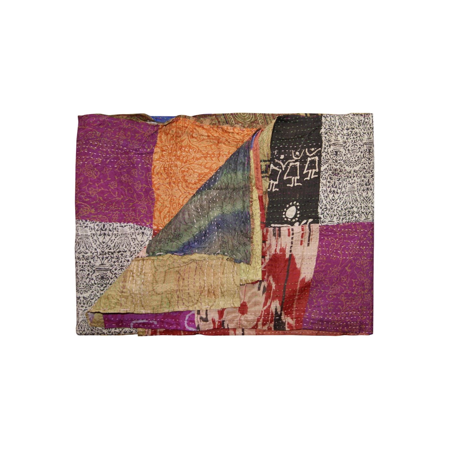 Kantha Silk Throw Blanket 60"X90"