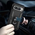thumbnail image 3 of For Google Pixel 10 /10 Pro Case,Heavy Duty Shockproof Body Phone Cover Built in Metal Rotated Magnetic Ring Holder Kickstand,Dual Layer Military-Grade Drop protection,Black, 3 of 7