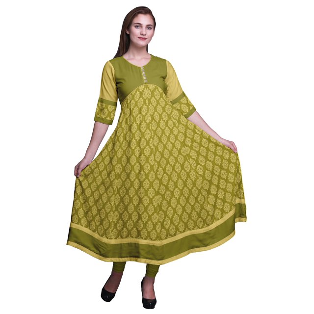 Bimba Kurti Indienne Ligne A Imprimée Anarkali pour Femmes Tunique Kurti Ethnique