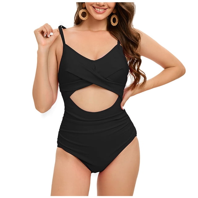 LSLJS Women's Cache-Ventre Plissé à Bretelles Dos Nu Adorable Swimsuit