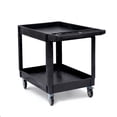 thumbnail image 1 of Chariot Utilitaire Robuste – Organisateur Roulant à 2 Niveaux – Capacité de 550 Lb – Grandes Tablettes en PP – Roulettes Pivotantes à 360° – Poignée de Rangement Surdimensionnée – Chariot de Service pour Entrepôt, Garage, Nettoyage – Noir, Petit, 1 of 8