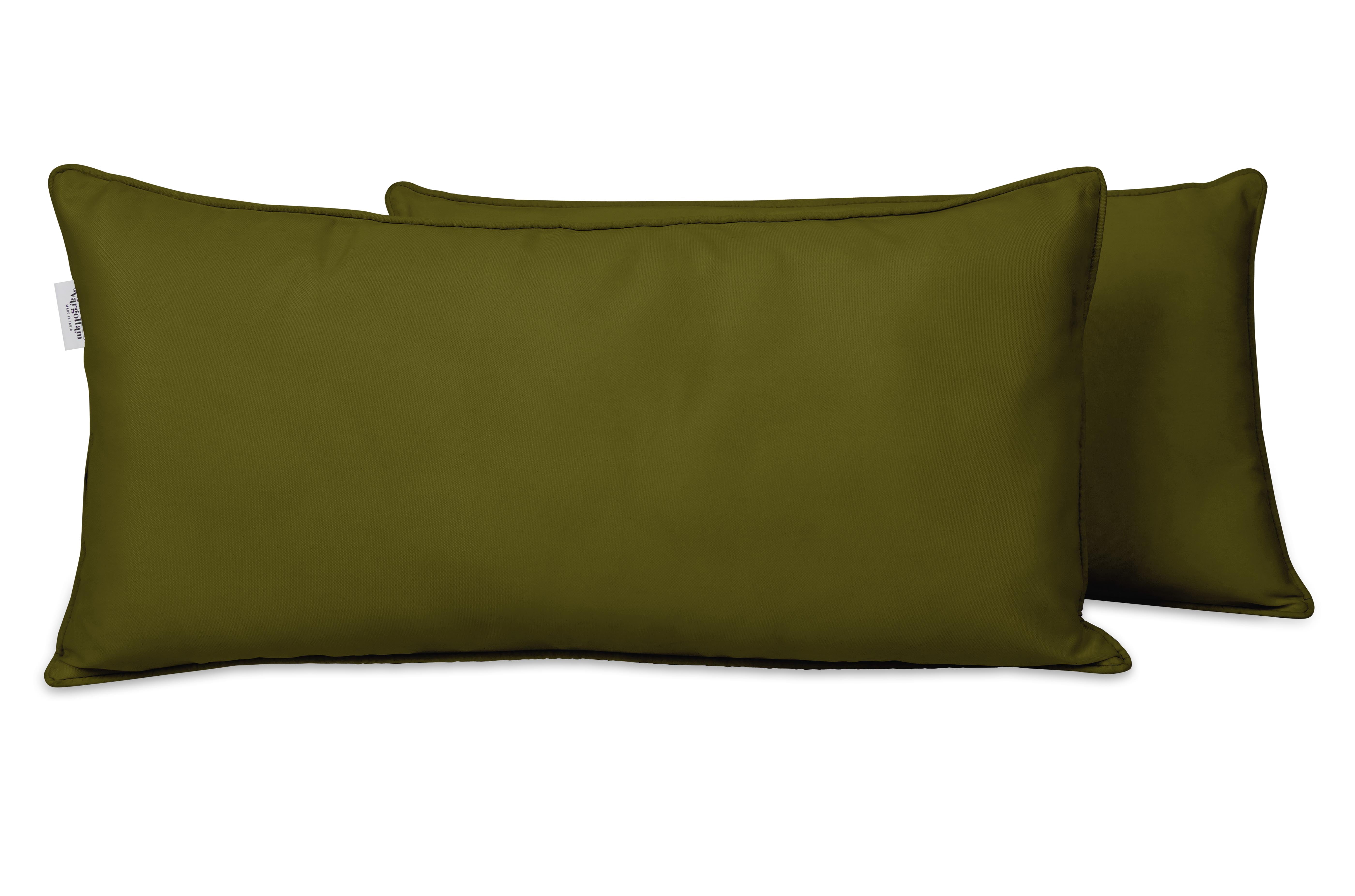 VargottamIndoor/OutdoorPolyester FabricLumbarPillowCover,All-Weather Waterproof Rectangular Cushion Case for Patio Furniture,16" x 24"Set of 2-Olive Green
