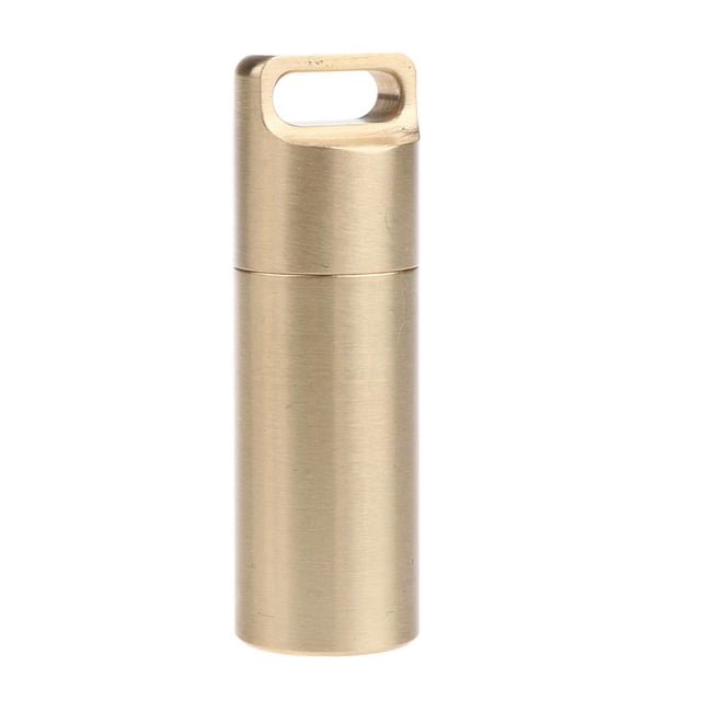 S SERENABLE Sturdy Brass Storage Bottle Waterproof Size Container Pill Box Survival Large