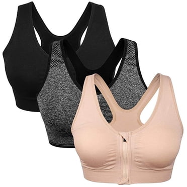 Women Zip Front Sports Bras High Impact Support Bra Wirefree Zipper Adjustable Post Surgery Bra