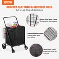 thumbnail image 2 of VEVOR Folding Shopping Cart with Removable Waterproof Liner, 330LBS Large Capacity Jumbo Grocery Cart with Dual Basket, 360° Swivel Wheels, Dense Metal Mesh Base, Heavy Duty Utility Cart for Shopping, 2 of 9