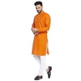 thumbnail image 2 of Cotton Kurta Pajama Indian Traditional Printed Men (Orange, XXL), 2 of 6