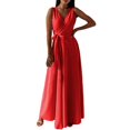 thumbnail image 1 of B91xZ Robes Printemps Été Robes Formelles pour Femmes Soirée Élégante Col en V Sans Manches Fendu Enveloppant, Rouge TTG, 1 of 5