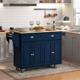 thumbnail image 2 of HOMCOM Kitchen Island with Storage, Kitchen Island with Drop Leaf, Blue, 2 of 9
