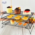 thumbnail image 3 of 2-Tier Stackable Cooling Racks with Folding Legs for Cooking and Baking Stainless Steel Oven & Dishwasher Safe Cooking Rack 15"x10" x3" in, 3 of 6