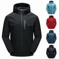 thumbnail image 1 of Sentmoon Mens Fleece Jacket Solid Color Long Sleeve Drawstring Hooded Neck Winter Coat Men Plus Size Zipper Windbreaker Waterproof Men Fall Clothes with Pockets Trendy for Climbing and Hiking, 1 of 3
