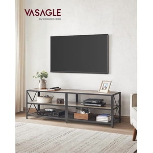 VASAGLE TV Stand for TV up to 70 Inches, TV Bench, Entertainment Center, 3-Tier TV Console, Greige and Black