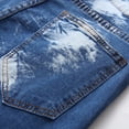 thumbnail image 3 of Cameland Men's Ripped Denim Trunks Stretchy Washed Jeans Trunks Cut-off Classic Fit Biker Jeans Trunks, 3 of 8