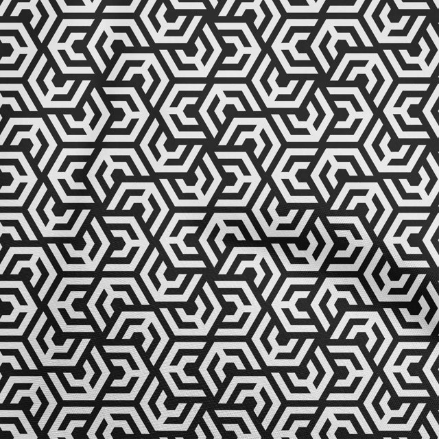 oneOone Cotton Poplin Black Fabric Geometric Craft Projects Decor Fabric Printed By The Yard 42 Inch Wide