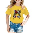 thumbnail image 1 of LUOGENLI T-Shirt pour Filles Enfant Filles Mignon Imprimé Graphique Col Rond Manche Courte Tee Été Décontracté T-Shirt Maxi Hauts Ensemble Été Jaune 3-4 Ans, 1 of 5