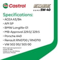 thumbnail image 2 of Castrol EDGE 5W40 Full Synthetic 946 mL, 2 of 5