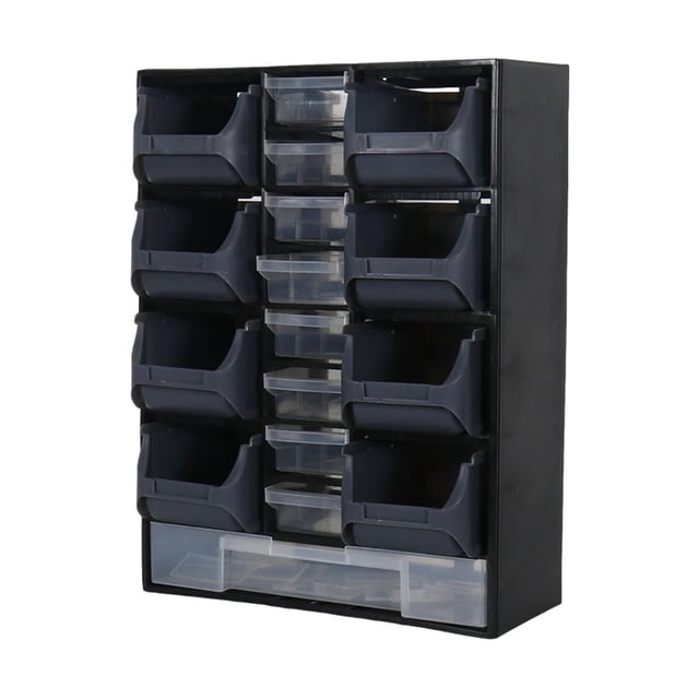 S SERENABLE Hardware Parts Organizer Wall Mounted Storage Bins for Bolts Small Items Nails Black