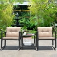 thumbnail image 2 of Gymax Set of 3 Rattan Rocking Chair Cushioned Sofa Unit Garden Patio Furniture, 2 of 7