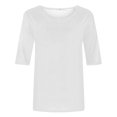 thumbnail image 4 of Erwazi T-Shirts à Manches Mi-Longues pour Femmes, Décontractés, Coupe Ample, Col Ras du Cou, Mignons, Unis, Tuniques Basiques, 4 of 5